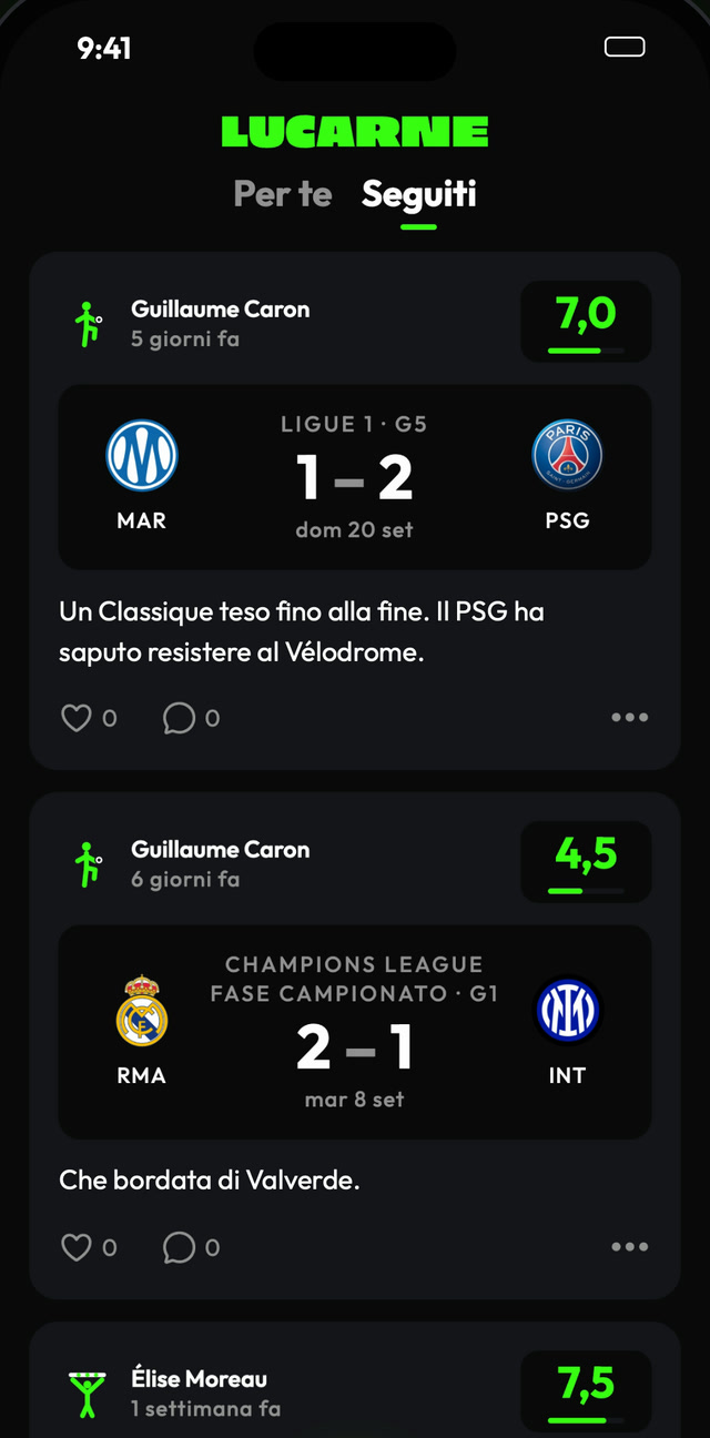 Il feed delle recensioni dei tuoi amici